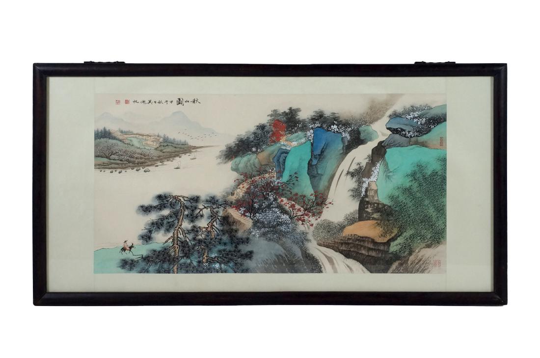 FRAMED CHINESE LANDSCAPE PAINTING (1 of 11)