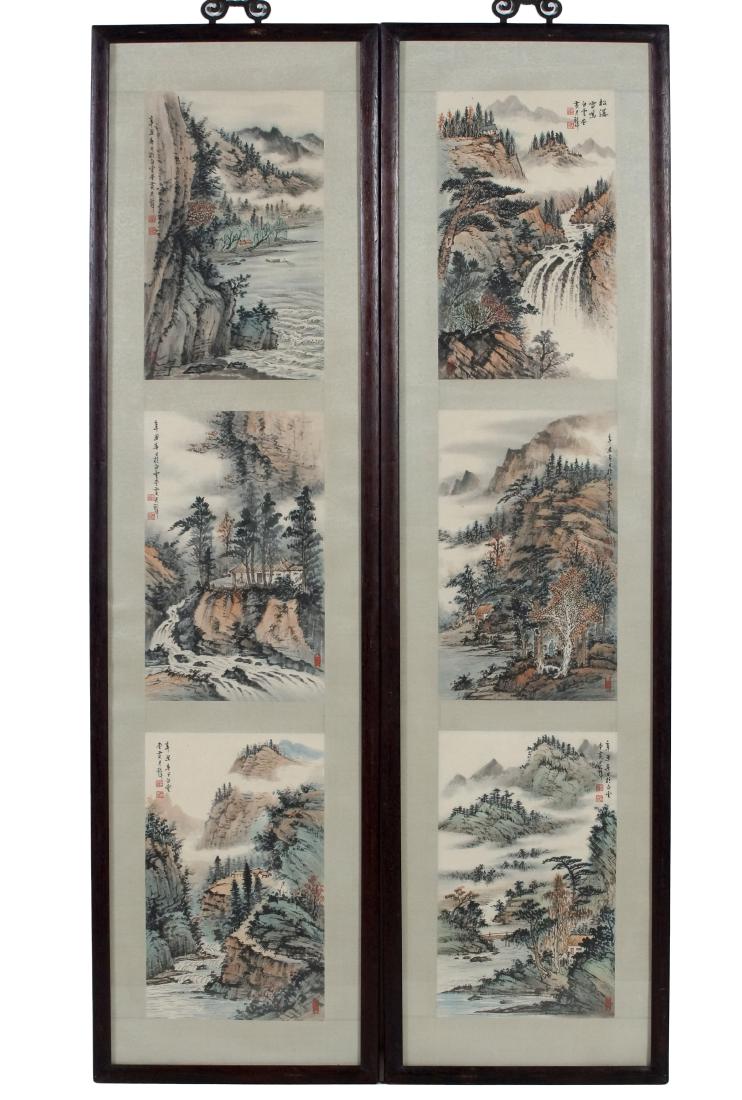 PAIR OF FRAMED CHINESE LANDSCAPE PAINTINGS (1 of 11)