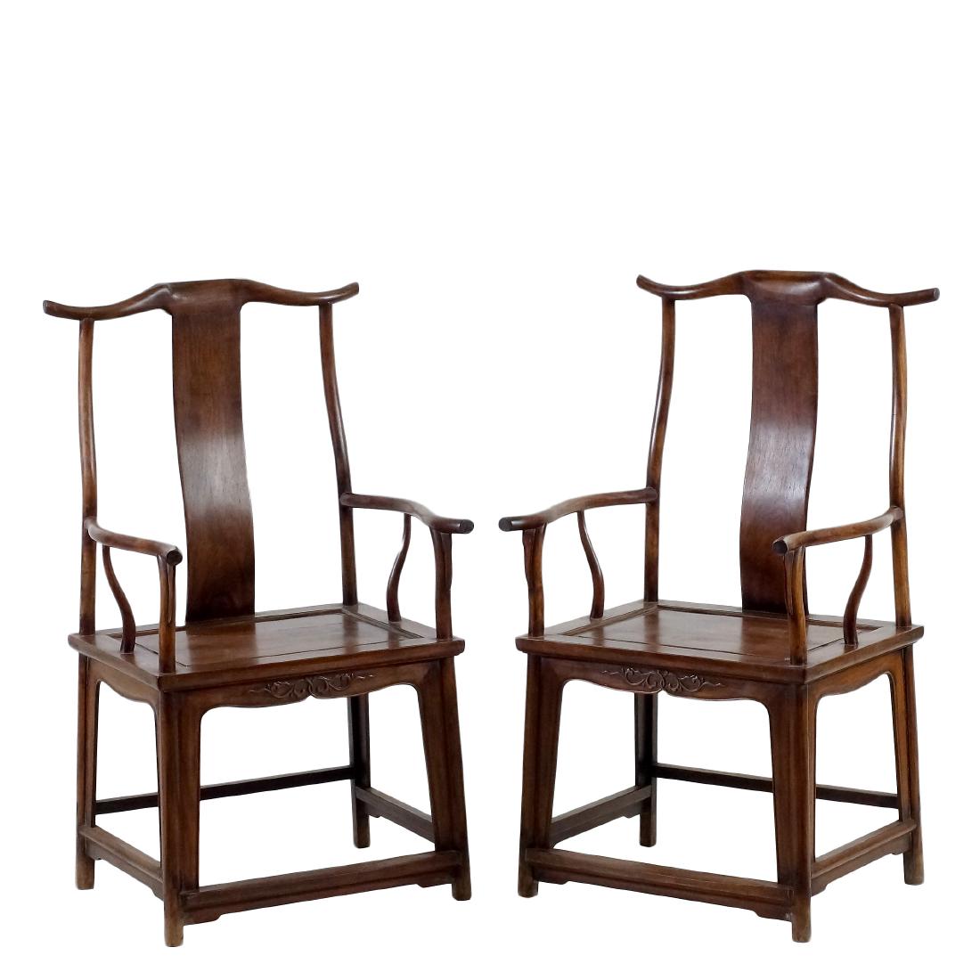 18/19TH C. PAIR OF HUANGHUALI OFFICER HAT ARMCHAIRS (1 of 11)