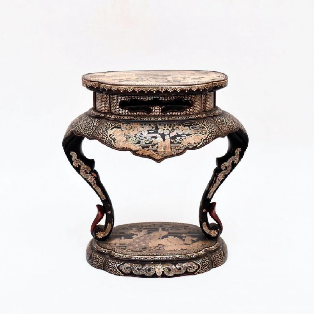 ANTIQUE CHINESE MOP INLAID ROSEWOOD PLANT STANDS (1 of 10)