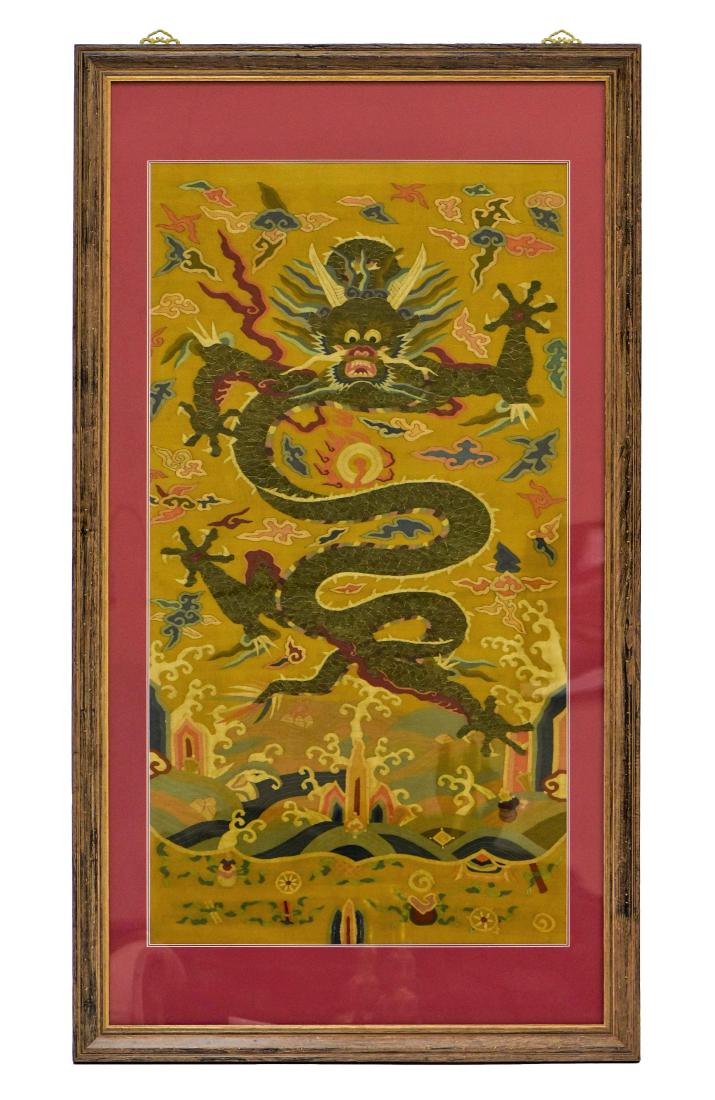 19TH C PEACOCK FEATHER YUE EMBROIDERY KESI (1 of 10)