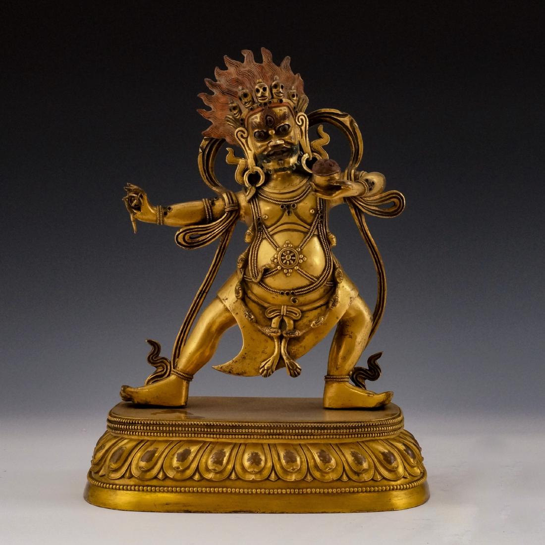 LARGE QING GILT BRONZE BUDDHA FIGURE OF STANDING SHRI (1 of 15)