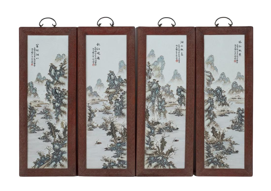 20TH C, SET OF 4 PCS PORCELAIN PAINTING WALL PLAQUES (1 of 10)