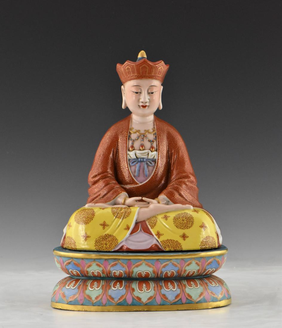 19TH C CHINESE FAMILLE ROSE PORCELAIN BUDDHA (1 of 11)