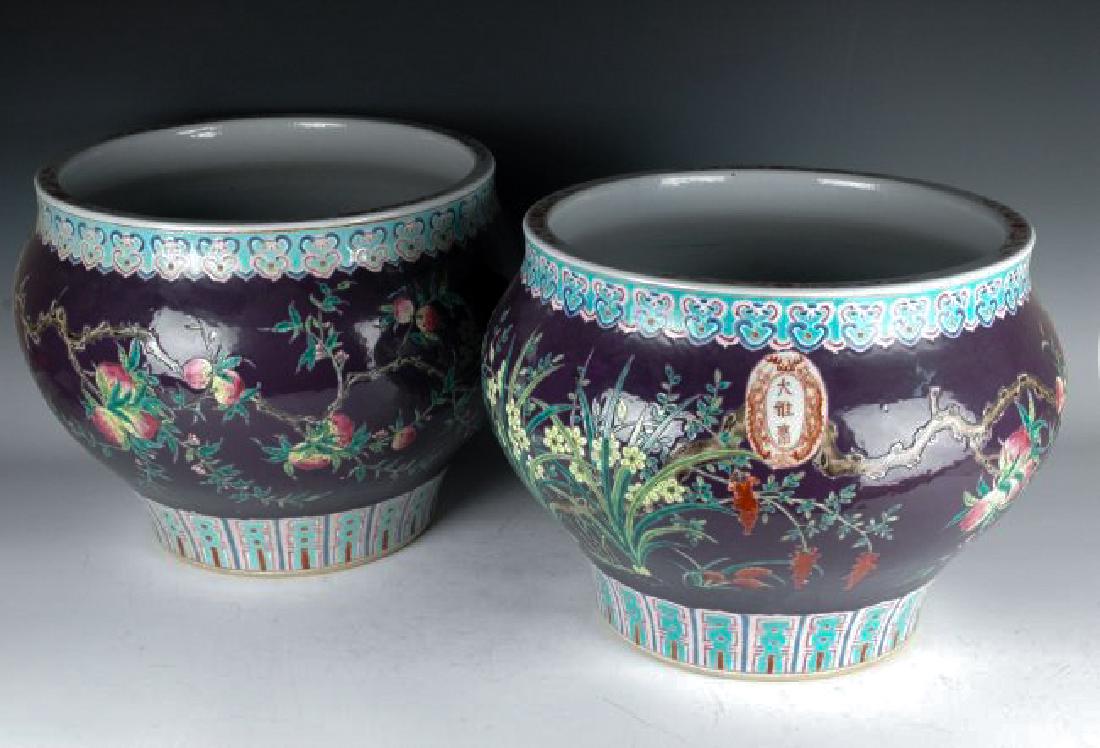 PAIR OF LARGE PURPLE DAYAZHAI PLANT POTS (1 of 5)