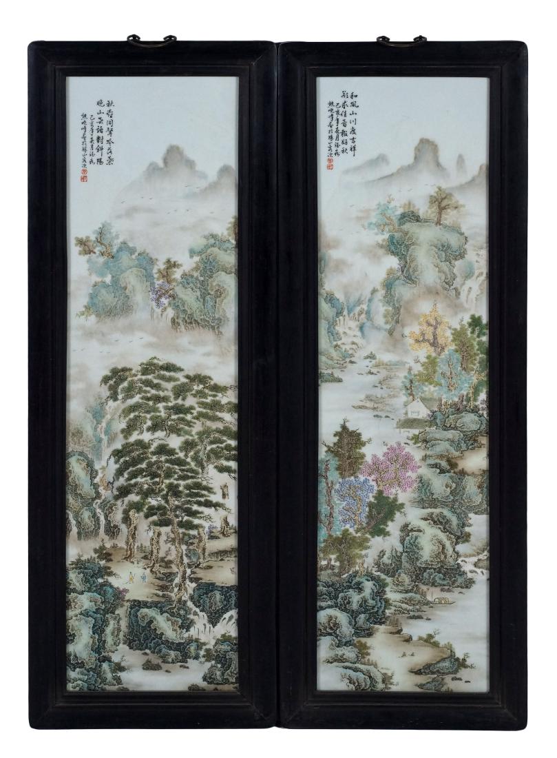 PAIR OF PORCELAIN PAINTINGS WALL FRAME (1 of 12)