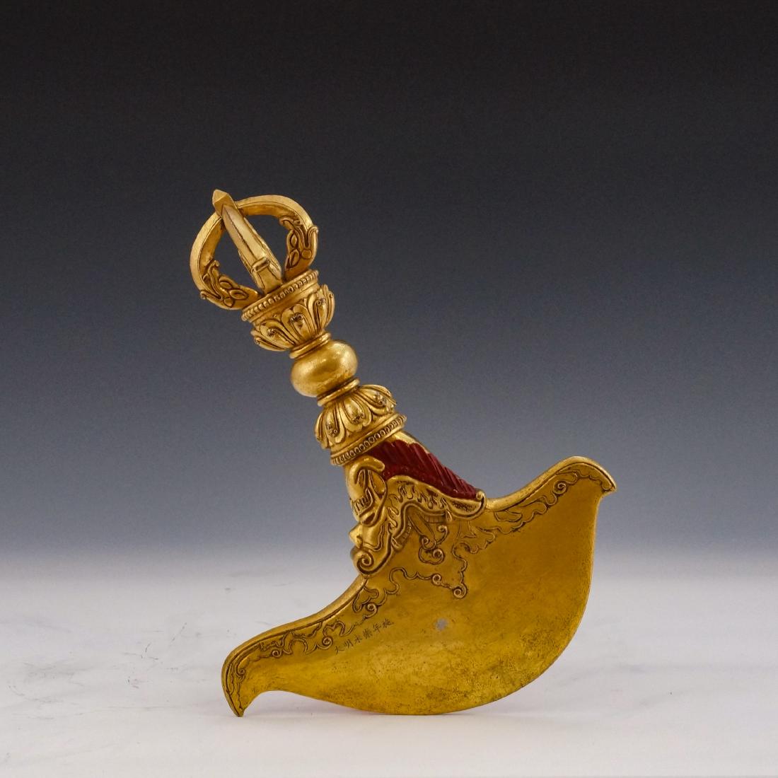 CHINESE MING DYNASTY GILT BRONZE KARTIKA (1 of 11)