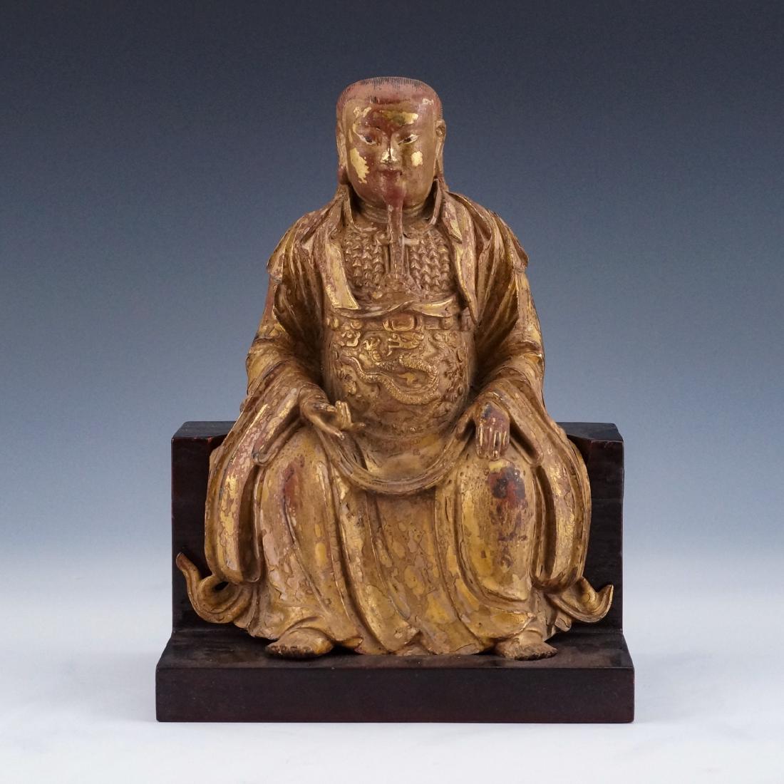 MING SEATTED ZHENWU ON SOLID WOODEN STAND (1 of 11)