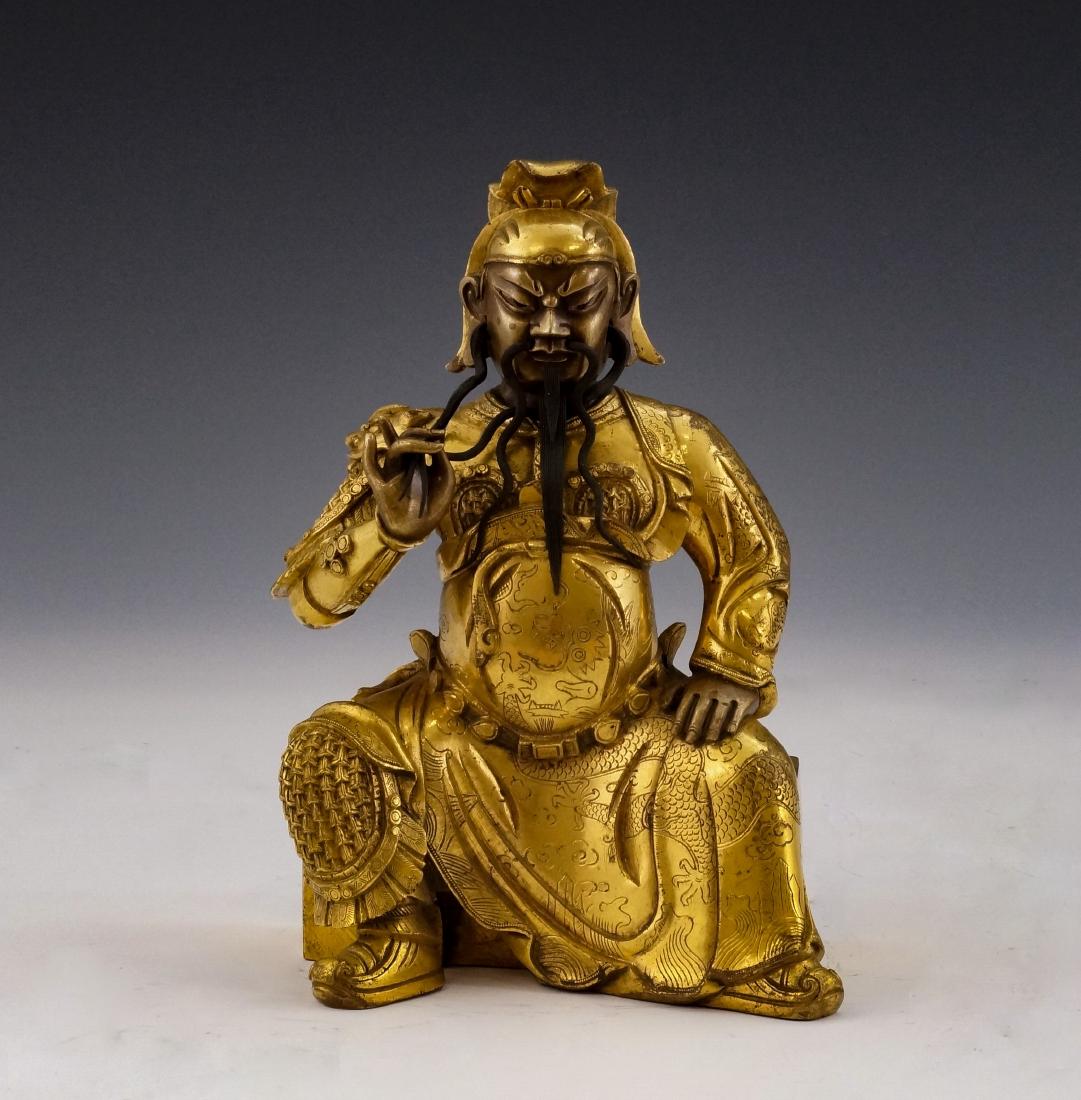 QING GILT BRONZE BUDDHA OF GUANYU FIGURE (1 of 10)
