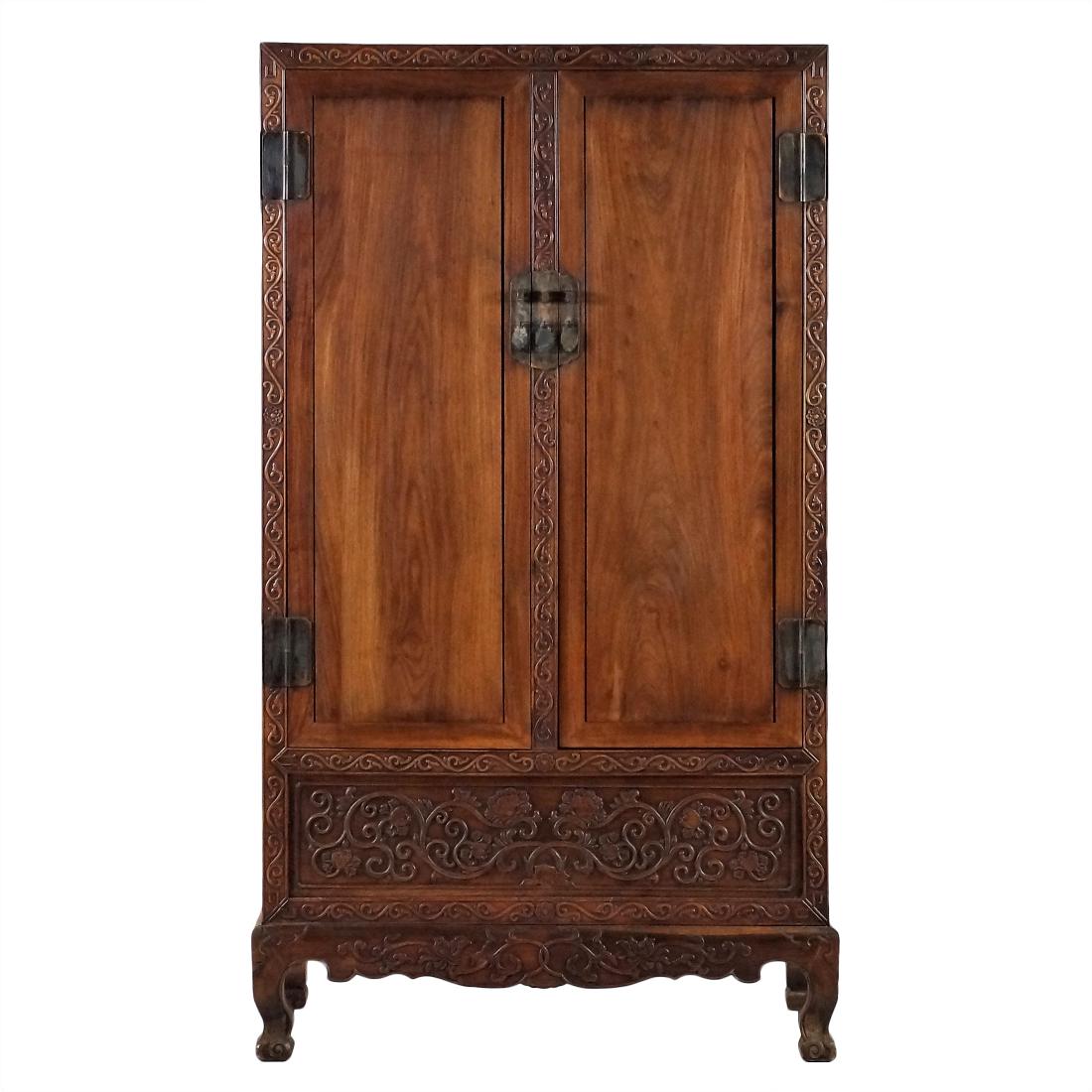 CHINESE HUANGHUALI SCROLLING MOTIF CABINET (1 of 11)