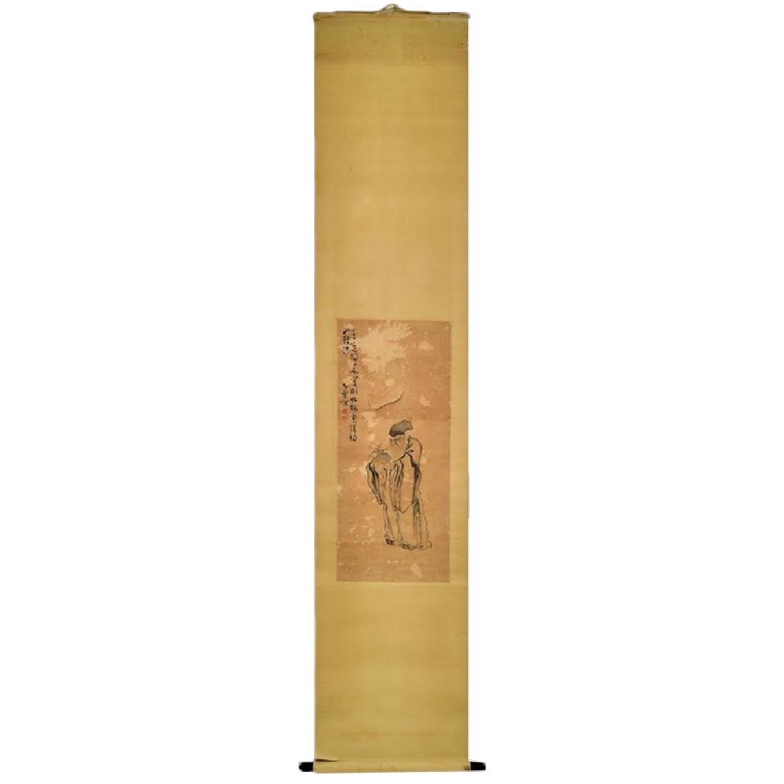 CHINESE PAINTING SCROLL, MAN ON MULE (1 of 8)