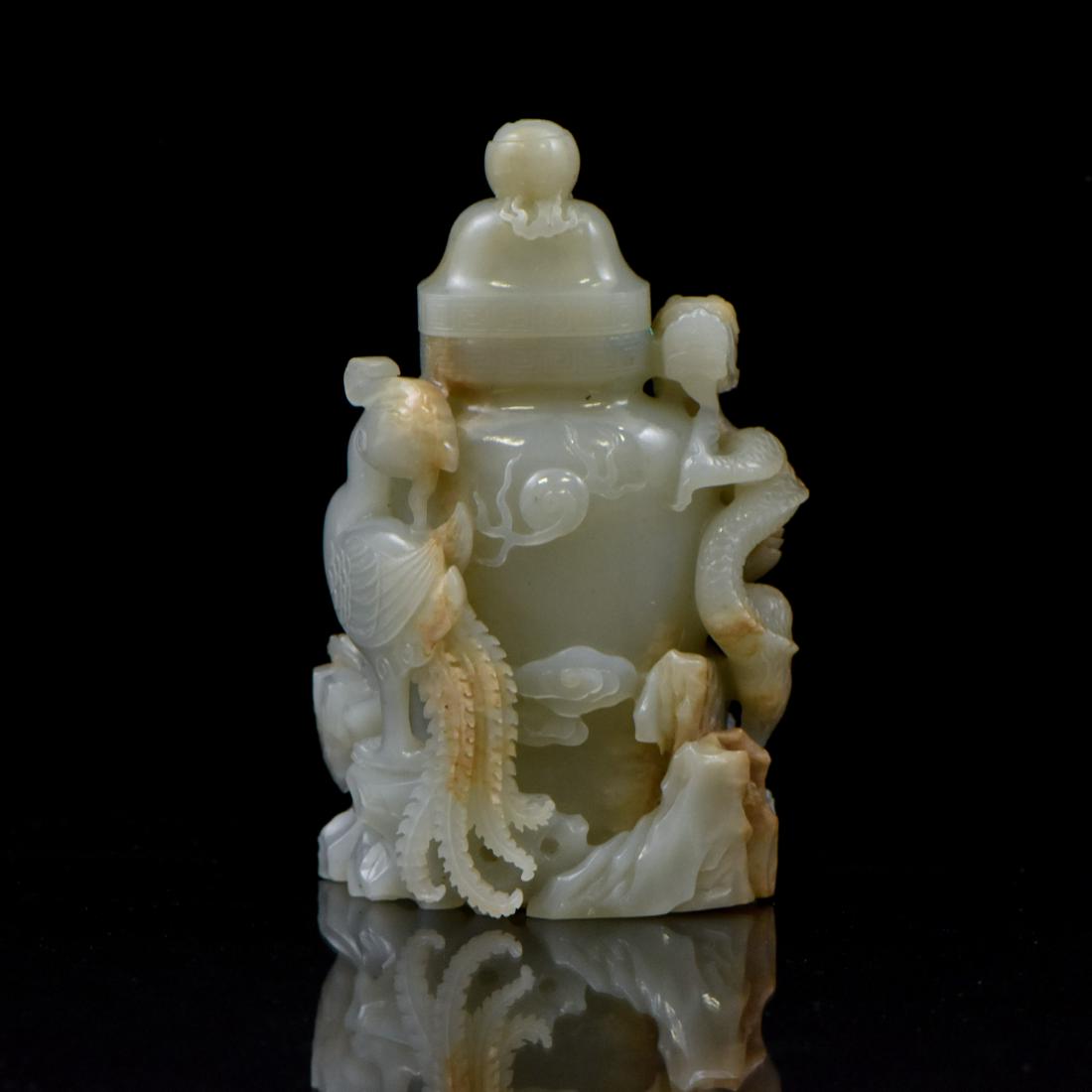 CHINESE JADE COVERED URN WITH DRAGON PHOENIX MOTIF (1 of 20)