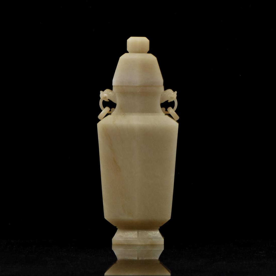 CREME-TEAL JADE COVERED URN WITH TIGER EARS (1 of 8)