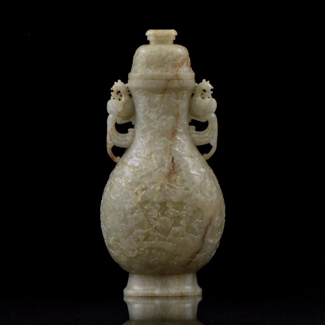 18/19TH C CHINESE JADE OF URN IN DRAGON & PHOENIX MOTIF (1 of 12)