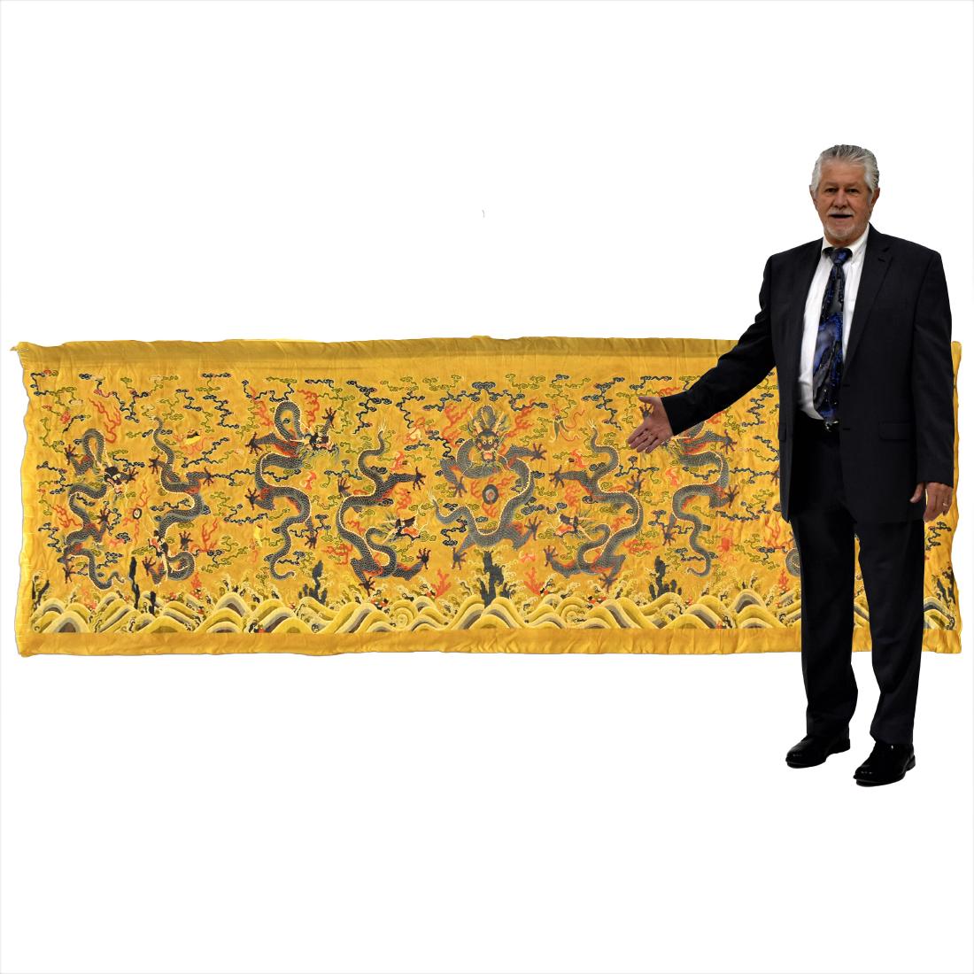 BLUE DRAGON MOTIF ON GOLDEN GROUND EMBROIDERY SILK (1 of 11)