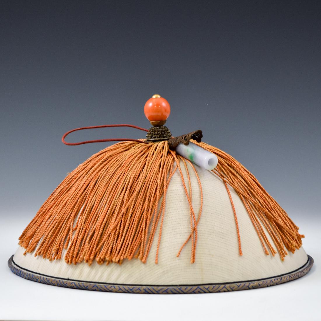 QING DYNASTY OFFICER'S HAT WITH RED CORAL AND JADEITE (1 of 6)