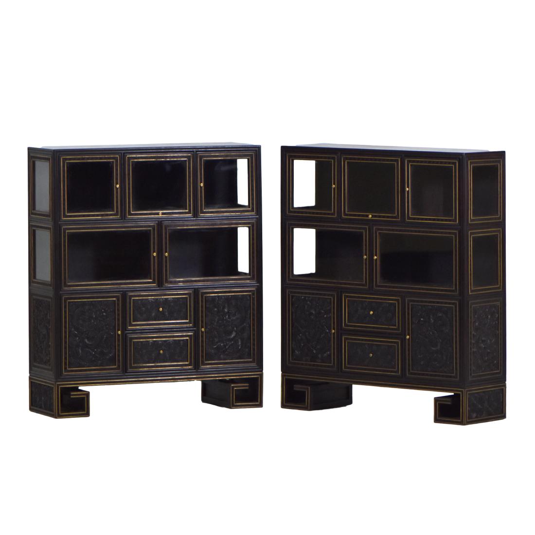 PAIR OF CHINESE ZITAN DISPLAY GALLERY CABINETS (1 of 13)