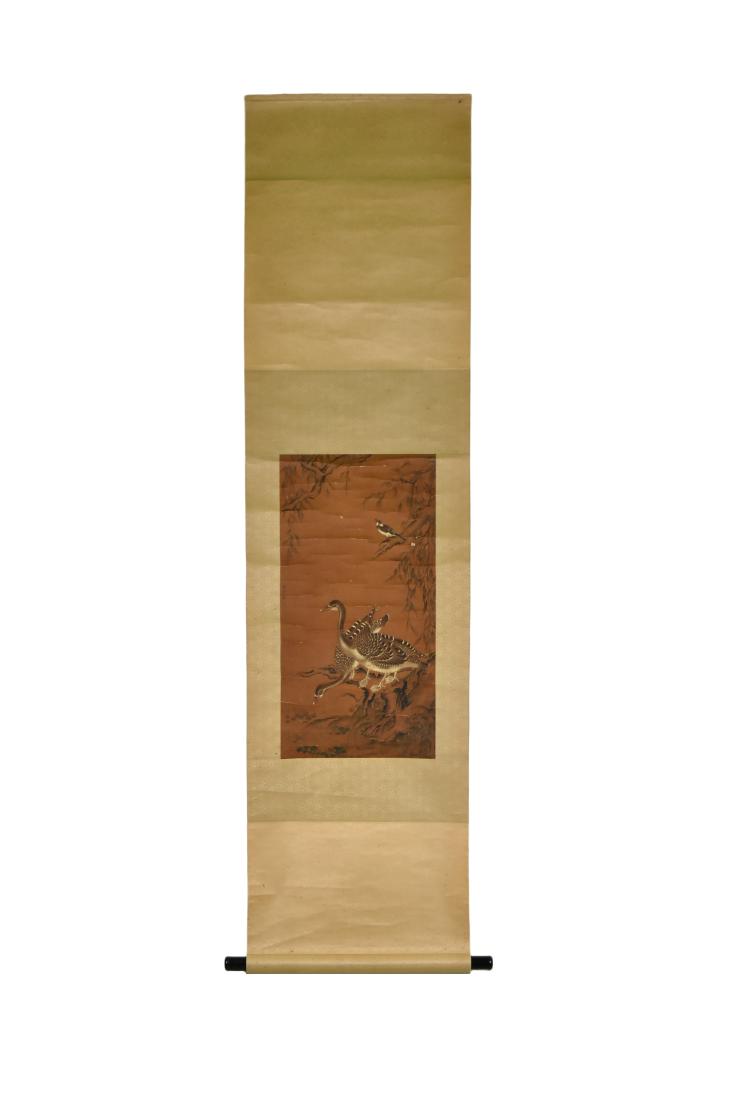 QING CHINESE SILK PAINTING SCROLL OF DUCKS & BIRD (1 of 11)