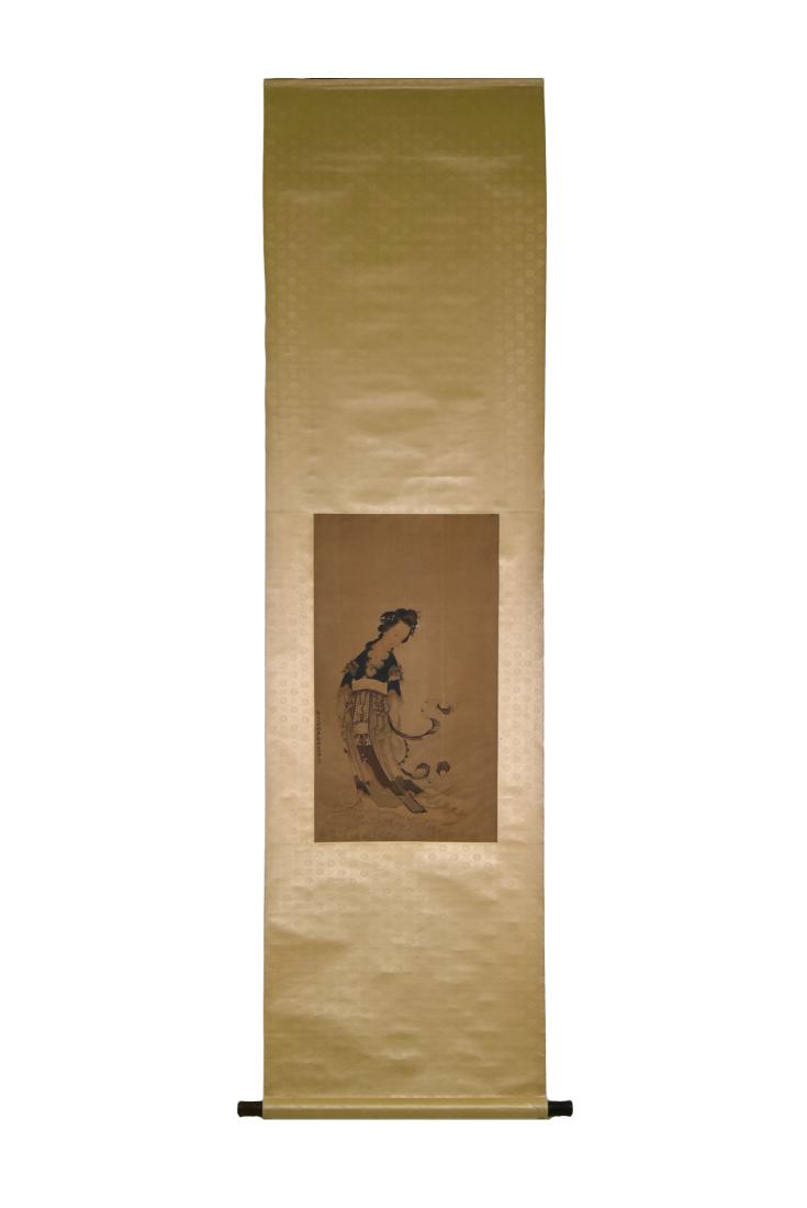 QING CHINESE SILK PAINTING SCROLL OF GUANYIN (1 of 10)
