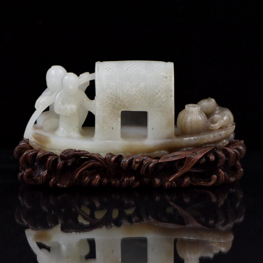 CHINESE JADE OF TWO FIGURES ON BOAT (1 of 10)