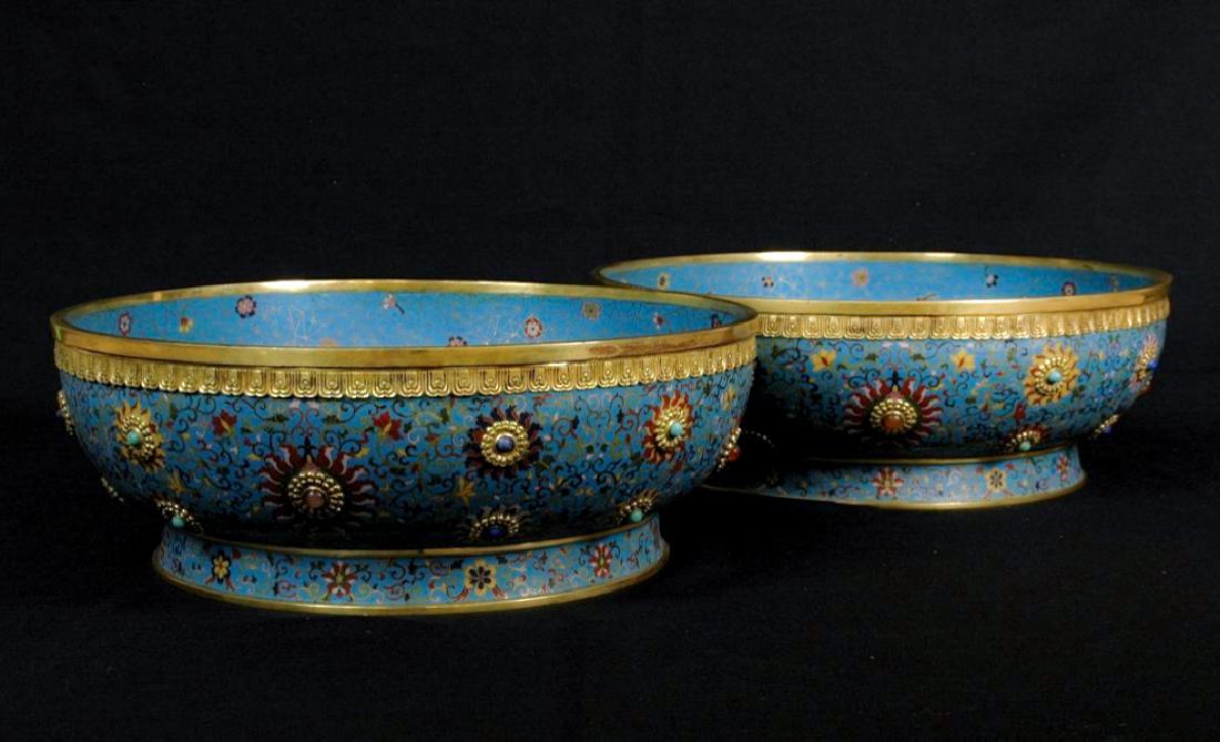 PAIR OF LARGE GILT BRONZE CLOISONNE JARS (1 of 8)