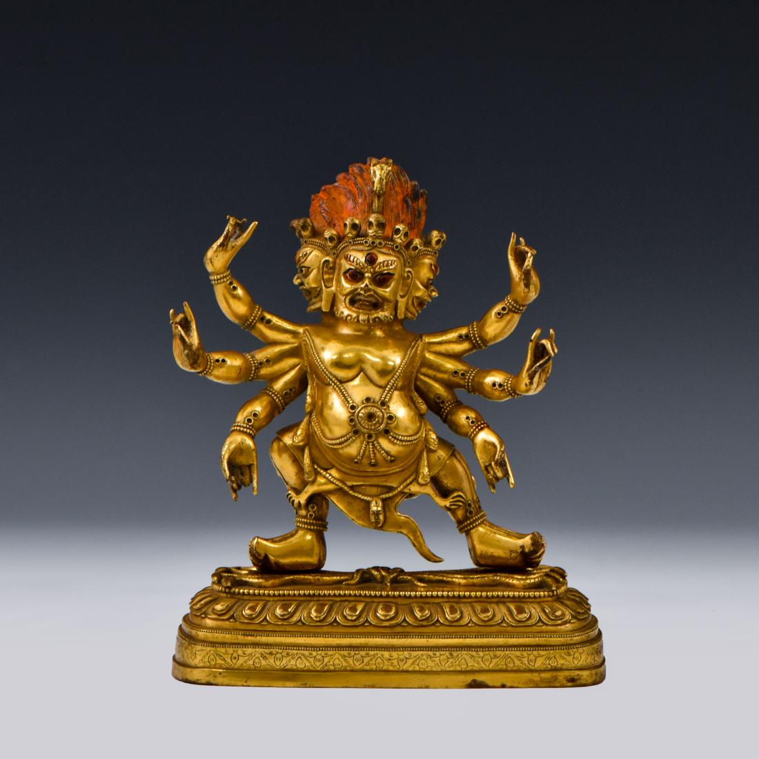 QING GILT BRONZE BUDDHA FIGURE OF HAYAGRIVA (1 of 11)