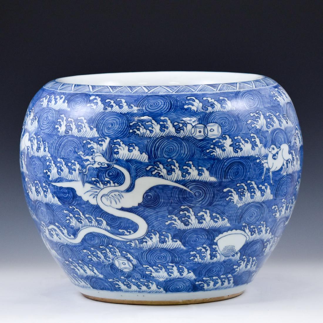 BLUE & WHITE DRAGON & QILIN MOTIF PLANT POT (1 of 20)