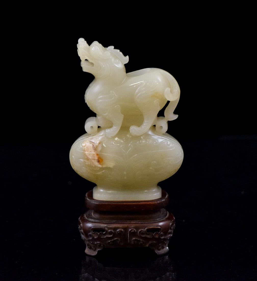 CHINESE JADE QILIN VASE ON STAND (1 of 1)