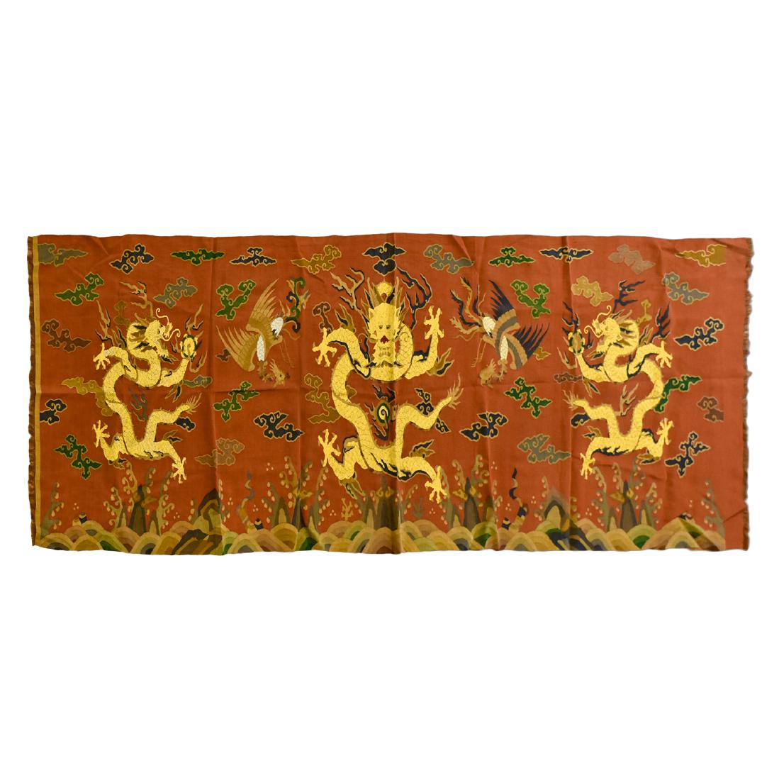 CHINESE FIVE DRAGONS MOTIF LONG SILK KESI (1 of 6)