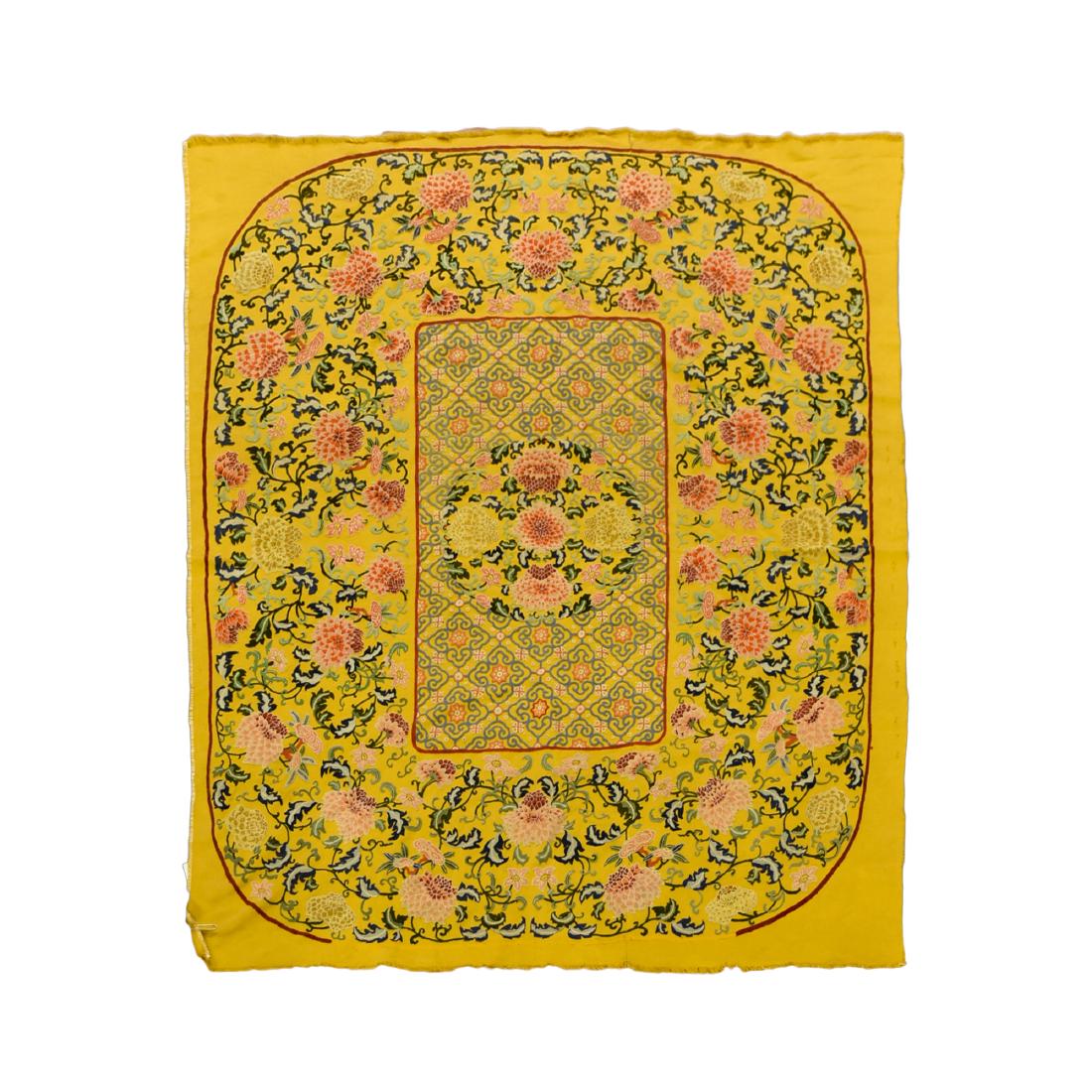 19TH C CHINESE EMBROIDERY SILK PANEL, OF PEONY MOTIF (1 of 12)