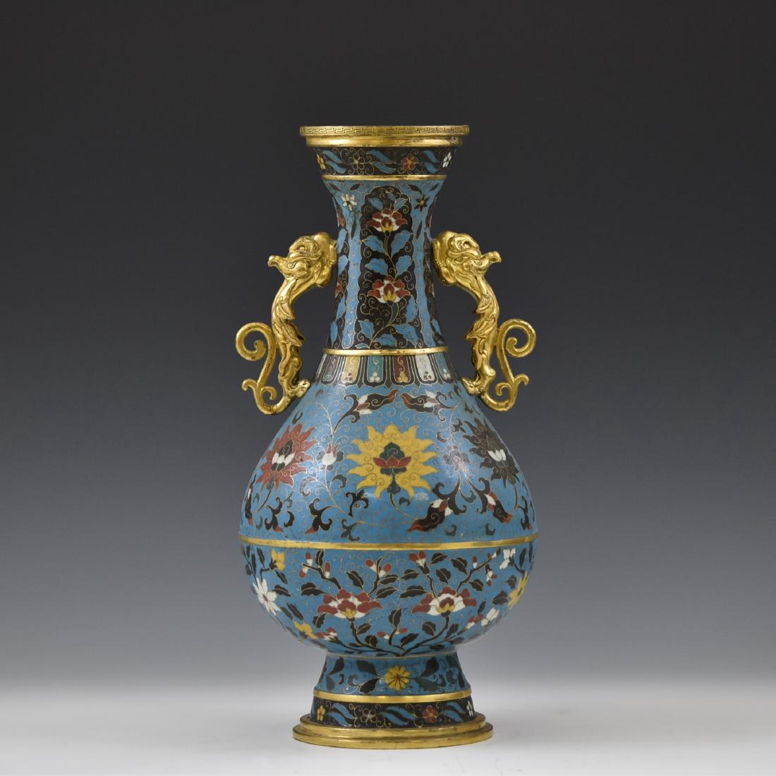 GILT BRONZE AND CLOISONNE VASE, JINGTAI MARK (1 of 20)