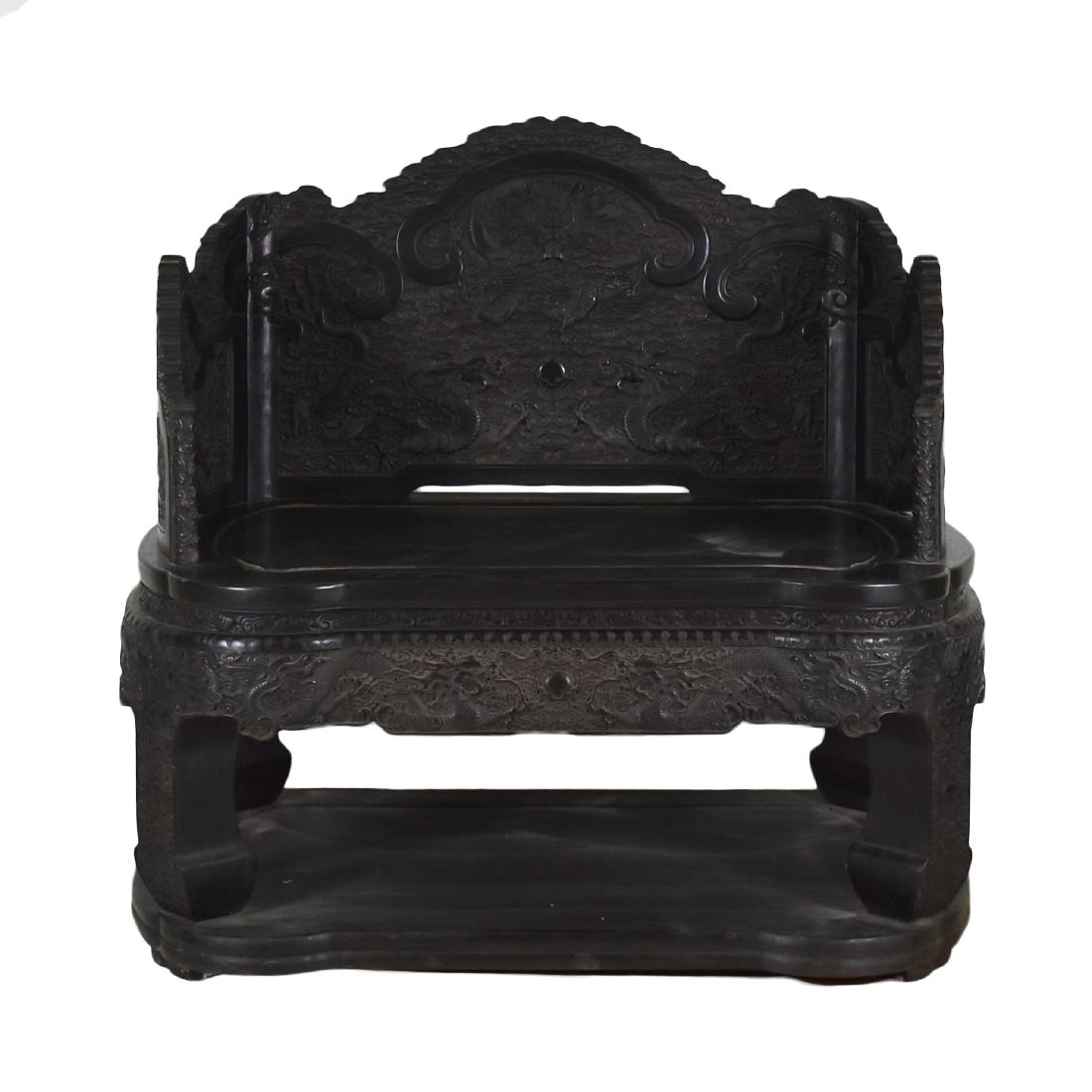 CARVED ZITAN LARGE DRAGON THRONE CHAIR (1 of 8)