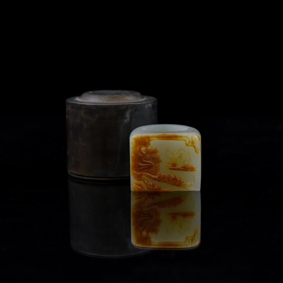 18TH C JADE RING & PEWTER BOX (1 of 8)