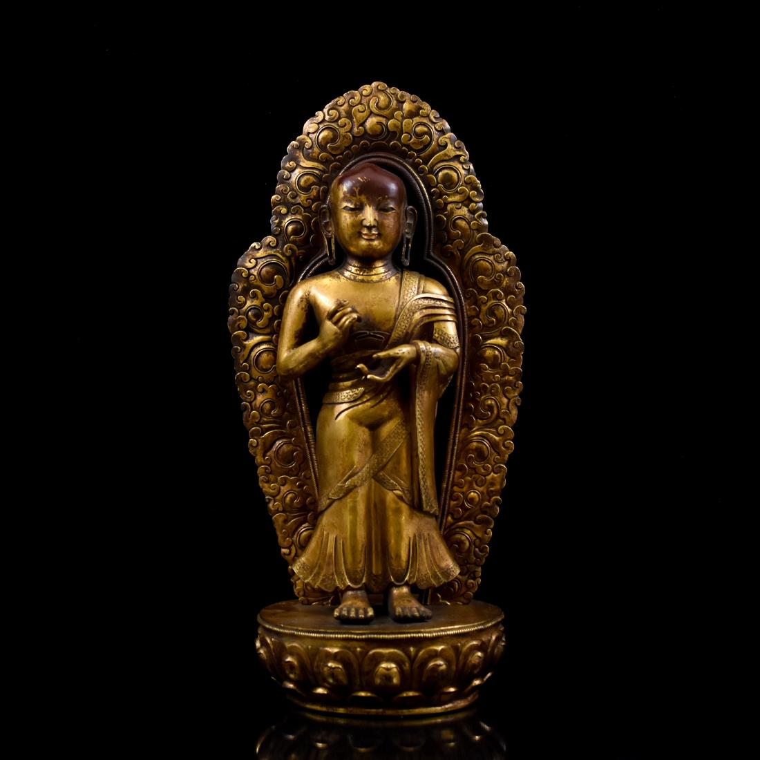 18TH C QING DYNASTY CHINESE GILT BRONZE BUDDHA OF (1 of 10)