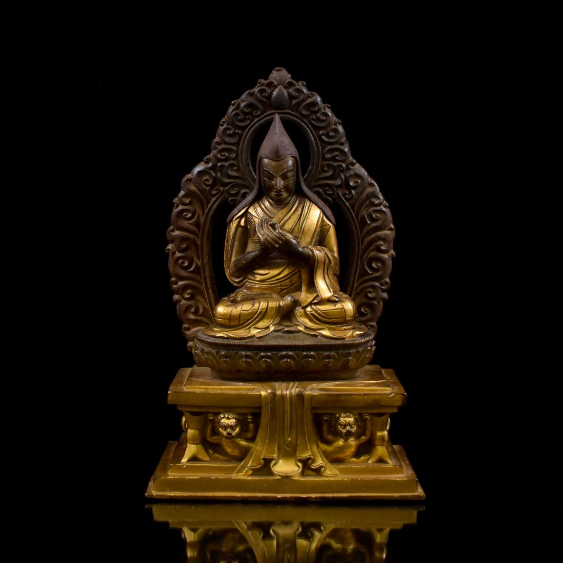 18TH C QING GILT BRONZE BUDDHA FIGURE OF LAMA (1 of 10)