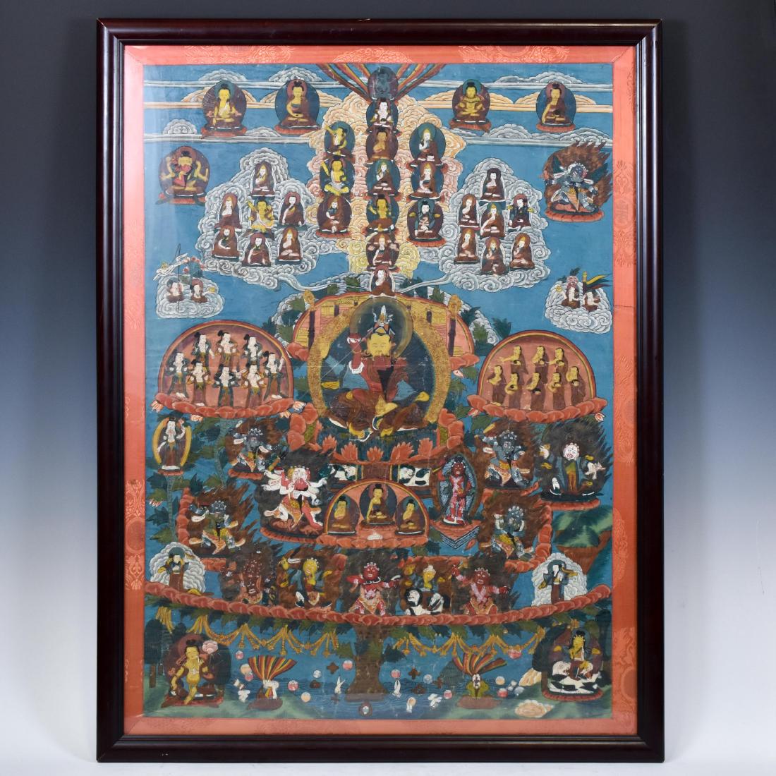 19TH C FRAMED THANGKA NYINGMA PADMASAMBHAVA REFUGE (1 of 11)