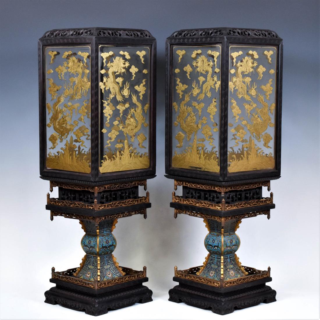 18/19TH C PAIR OF CHINESE ZITAN LANTERNS (1 of 11)