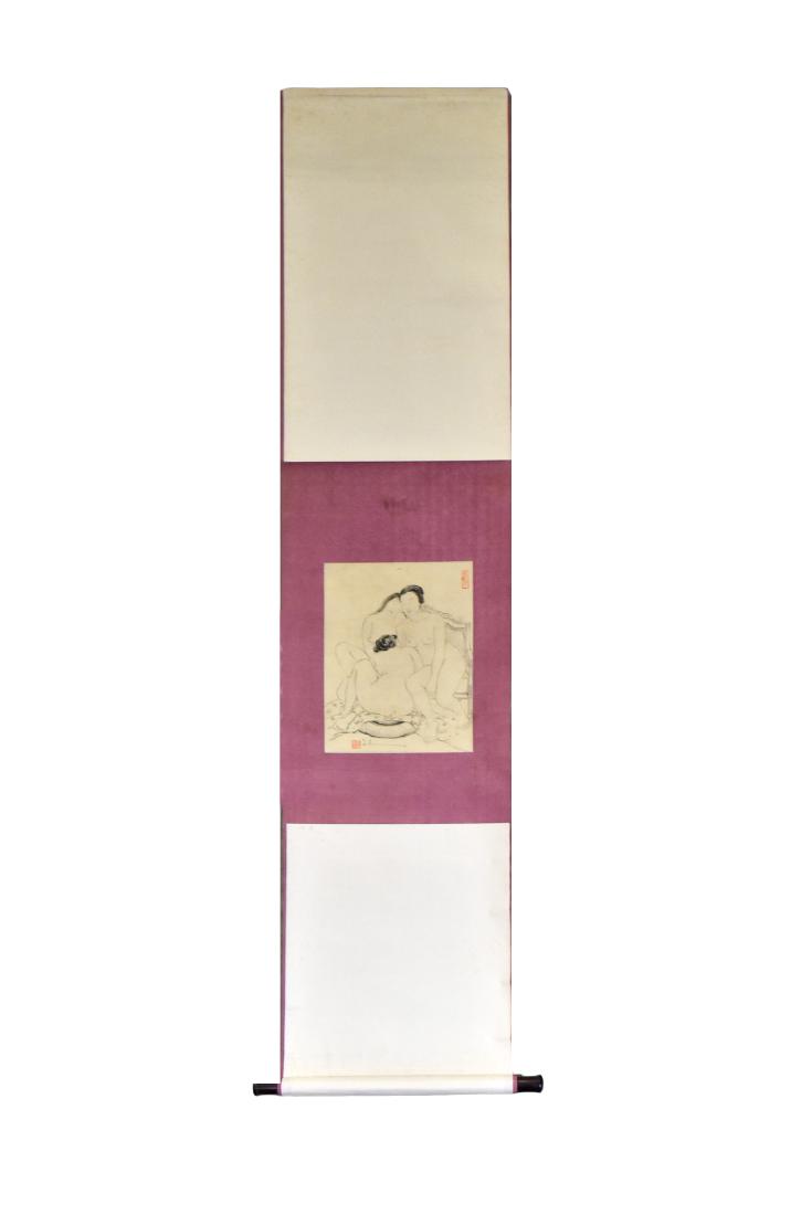 CHINESE PAINTING SCROLL OF THREE LADIES (1 of 7)