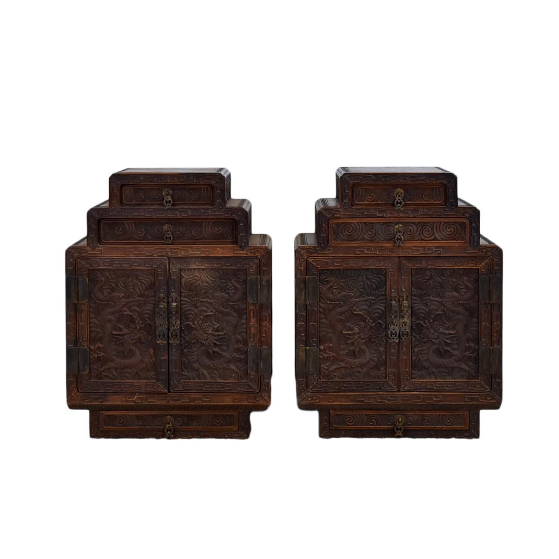 18TH C RARE PAIR OF HUANGHUALI WAISTLESS CABINETS (1 of 10)