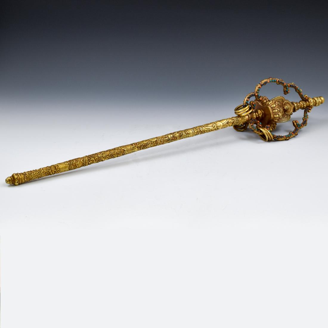 18/19TH C RARE QING GILT BRONZE INLAID FAQI KHAKKHARA (1 of 10)