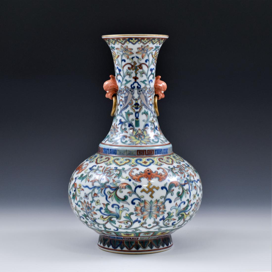 CHINESE QING BAJIXIANG THEMED DOUCAI CELESTIAL VASE (1 of 11)