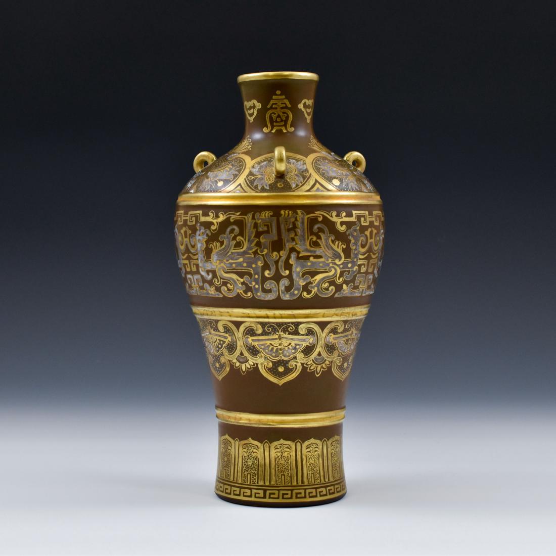 GILT AND SILVER GLAZED DECORATION PORCELAIN VASE (1 of 12)