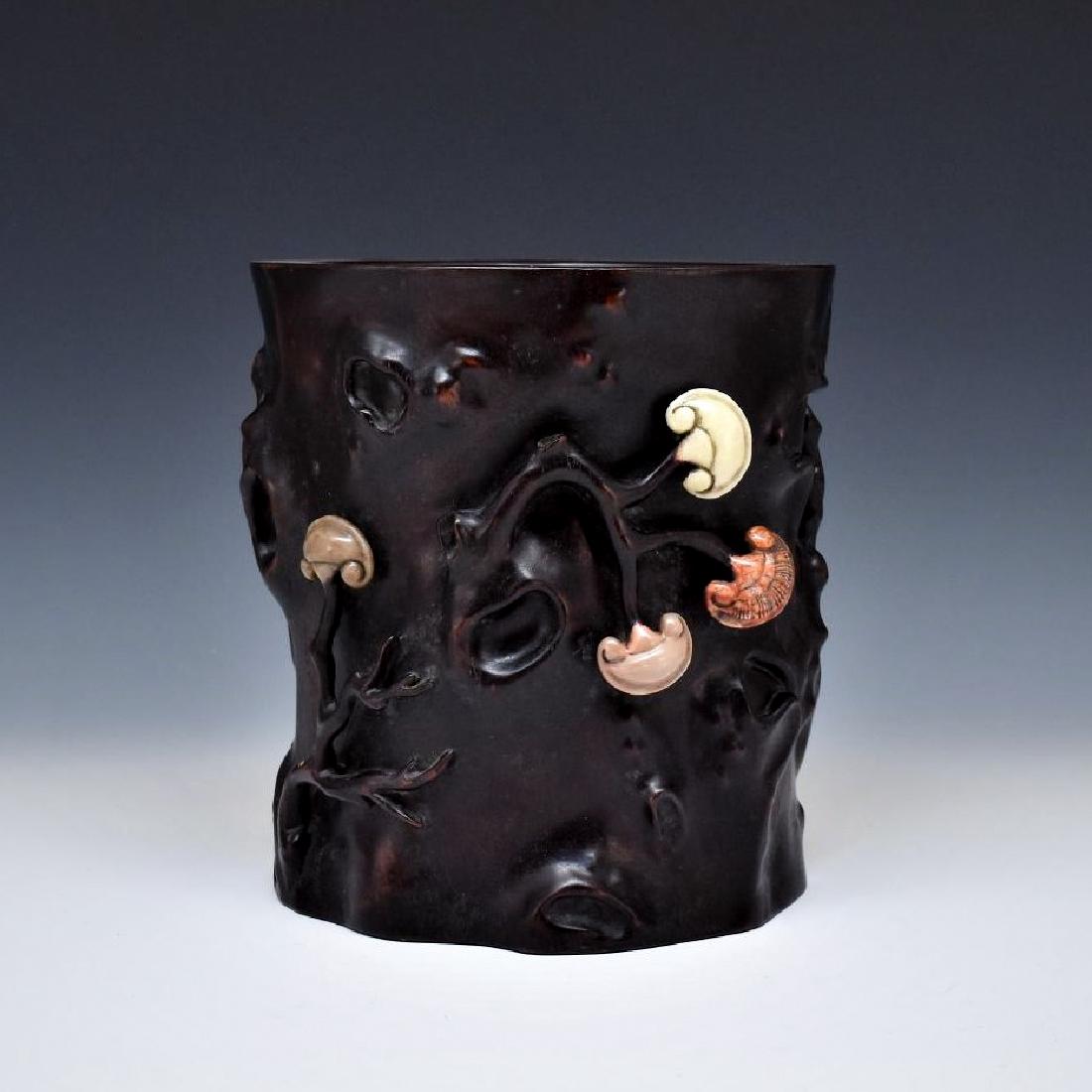 ZITAN BRUSH POT & SHOUSHAN STONE INLAID (1 of 9)