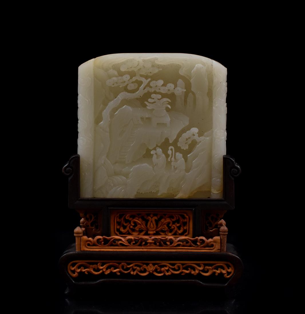 CHINESE WHITE JADE TABLE SCREEN IN LANDSCAPE SCROLL (1 of 10)