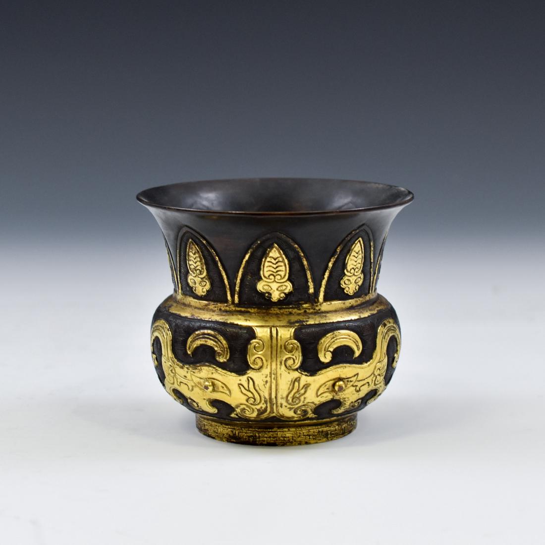 MING HUWENMING GILT BRONZE CENSER (1 of 10)