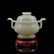 CHINESE WHITE JADE COVERED TRIPOD CENSER ON STAND
