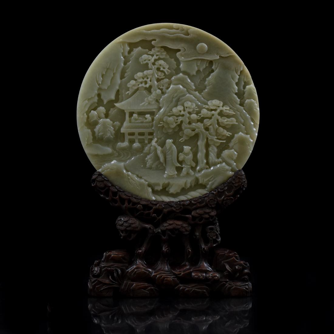 TWO SIDES PANORAMIC CIRCULAR JADE TABLE SCREEN (1 of 10)