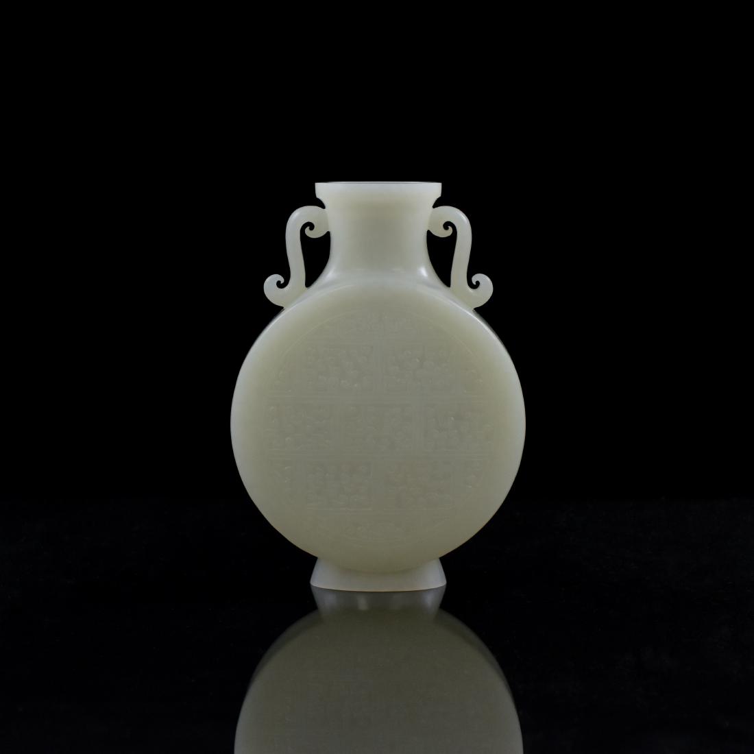 19TH C CHINESE WHITE JADE MOON VASE (1 of 8)