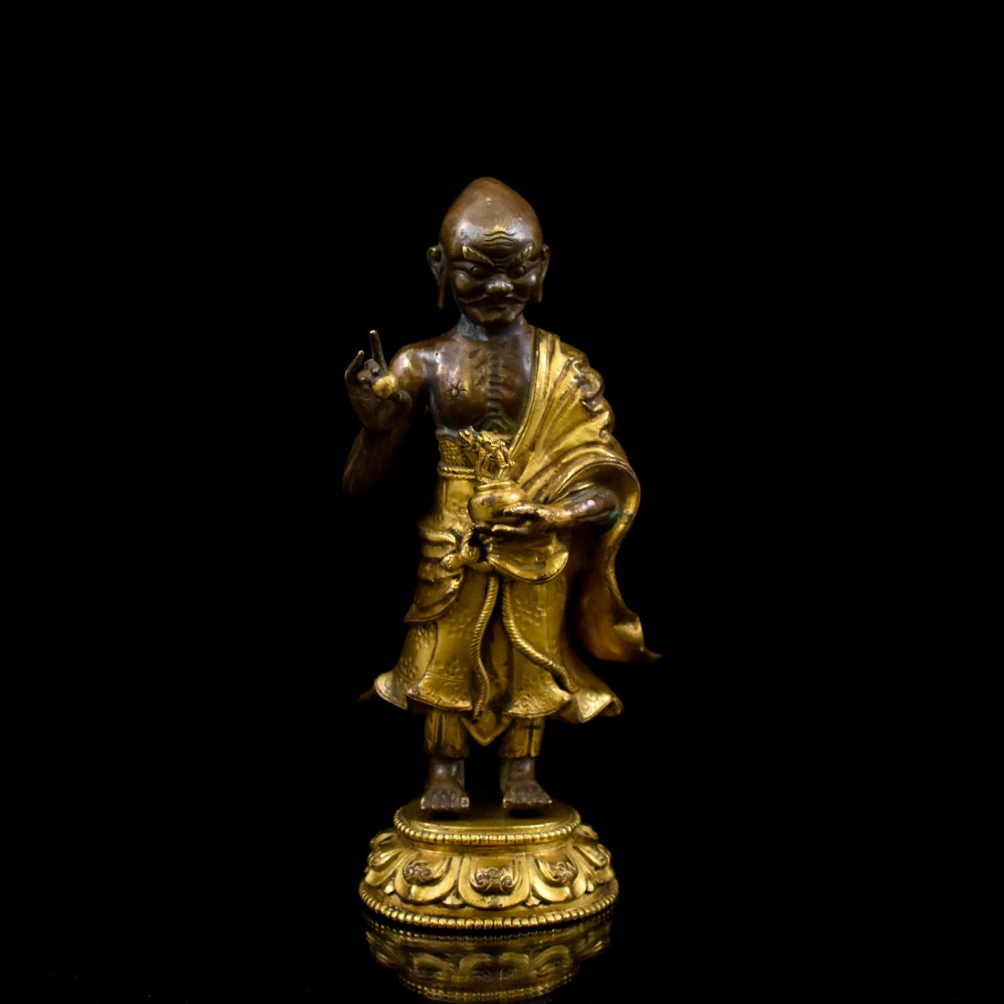 GILT BRONZE BUDDHA ARHAT OF VAJRIPUTRA THE ELDER (1 of 10)