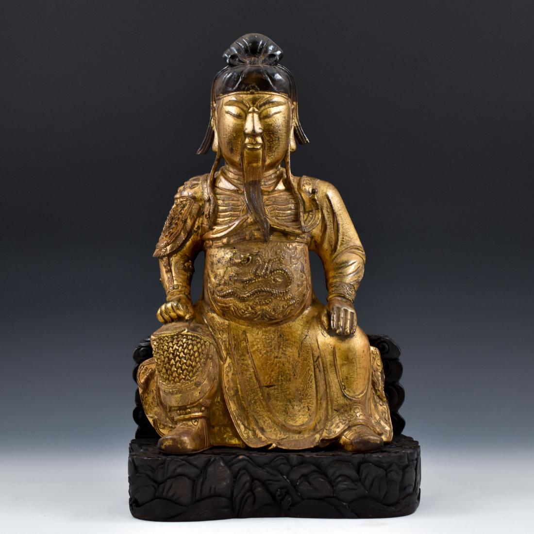 17TH C MASSIVE MING GILT BRONZE BUDDHA OF GUANGONG (1 of 12)